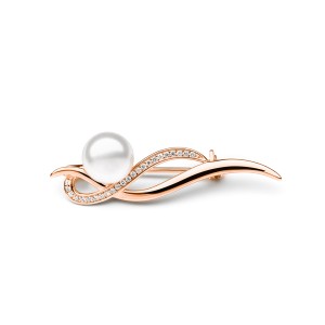 Brosa argint placata cu aur roz cu perla naturala alba si cristale DiAmanti SK21372GBR-G (Argint 925‰ 2,8 g.)